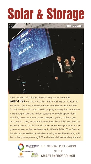 The Autumn Publication Of Solar And Storage Magazine Features Solar 4 Rv S Award Wins